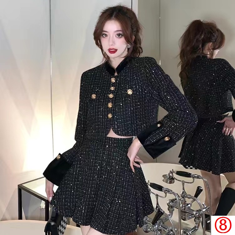 Set Áo Khoác Và Chân Váy Lưng Cao Thời Trang Xuân Thu 2023 Phong Cách Mới Cho Nữ