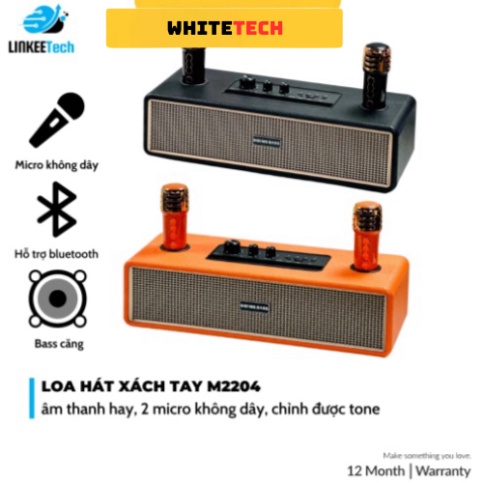 Loa Bluetooth Karaoke M2204 Kèm 2 Micro Không Dây Âm Thanh HD Bass Căng Bảo Hành Chính Hãng 12 Tháng- HIGHTECH