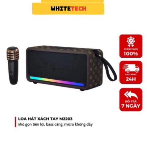 Loa Bluetooth Hát Karaoke M2203 Nhỏ Gọn Tiện Lợi Hỗ trợ thẻ Micro SD & USB Hàng Chính Hãng- HIGHTECH