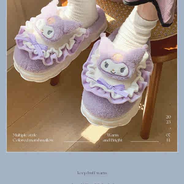 Dễ Thương Dép cotton Đế Dày Thời Trang Thu Đông 2023 Dành Cho Nữ