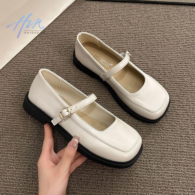 Mary jane Giày Da Mũi Vuông Đế Mềm Phong Cách Anh Quốc Thời Trang Xuân Thu 2023 Cho Nữ