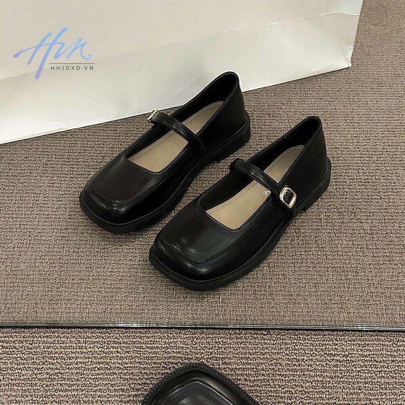 Mary jane Giày Da Mũi Vuông Đế Mềm Phong Cách Anh Quốc Thời Trang Xuân Thu 2023 Cho Nữ
