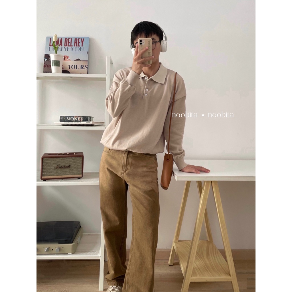 NOOBITA - Áo polo len mịn thu đông tay dài form rộng 7997