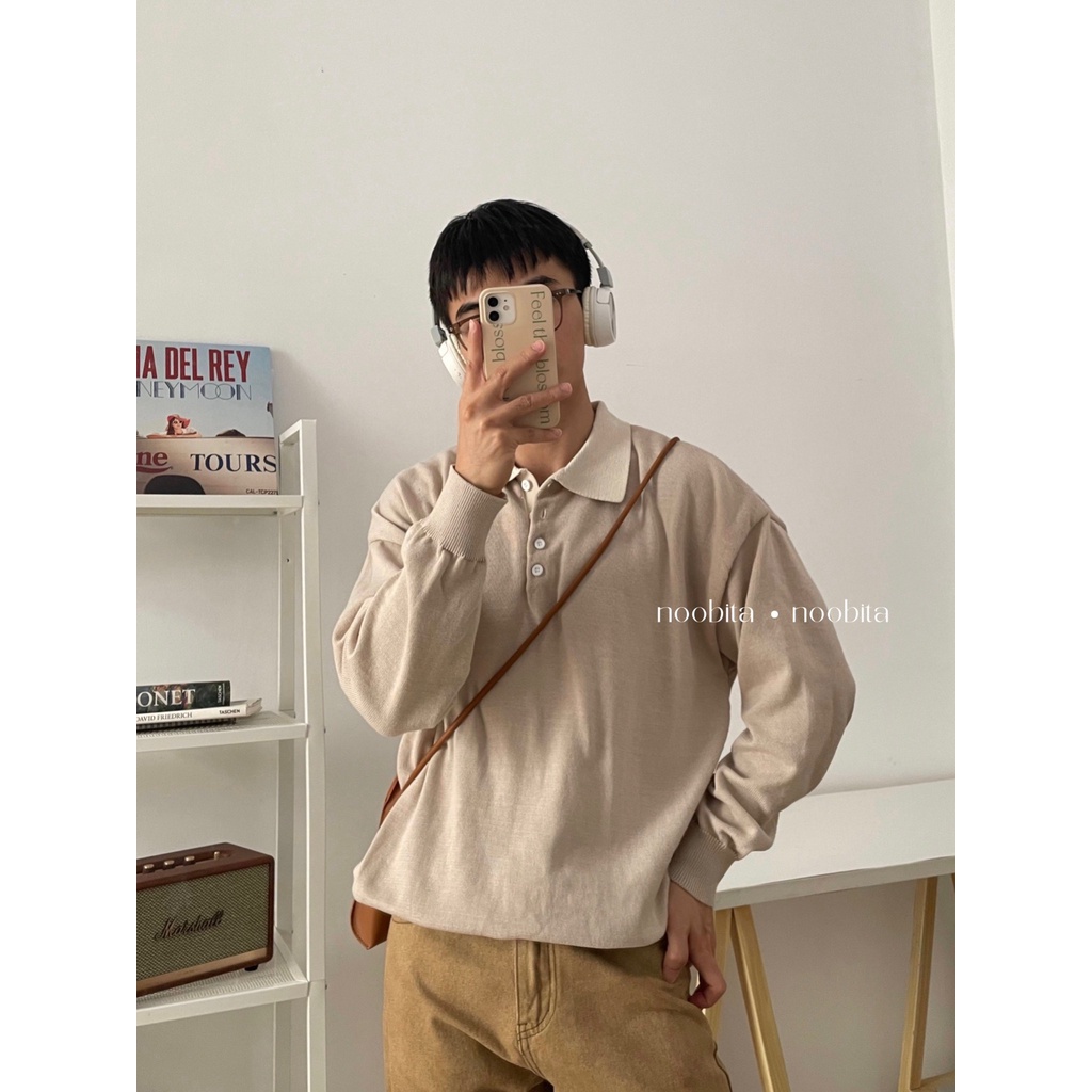 NOOBITA - Áo polo len mịn thu đông tay dài form rộng 7997