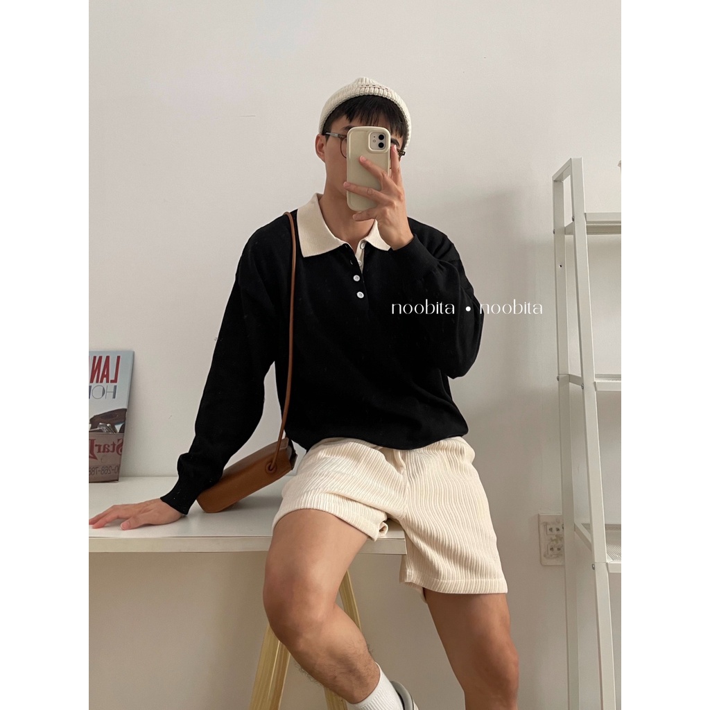 NOOBITA - Áo polo len mịn thu đông tay dài form rộng 7997