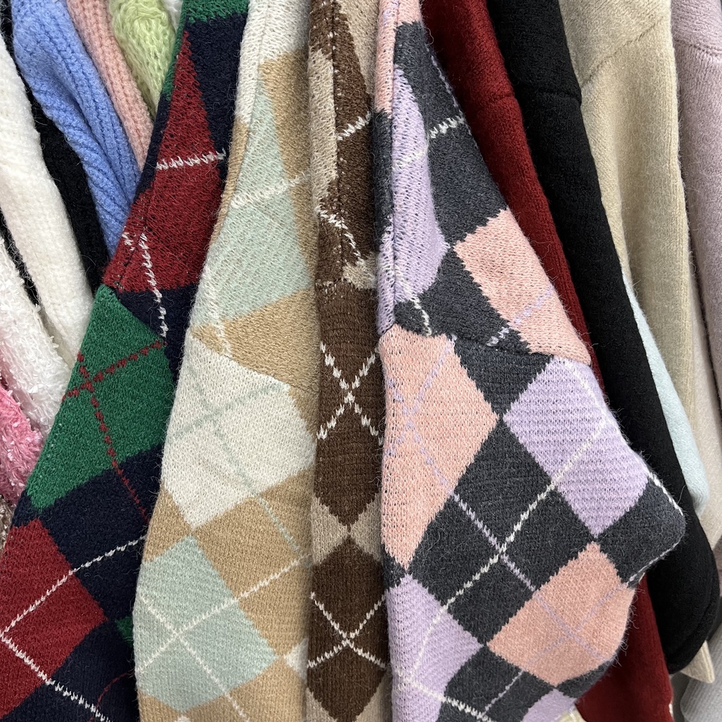 Áo khoác cardigan len trám mix màu form rộng(Có sẵn)