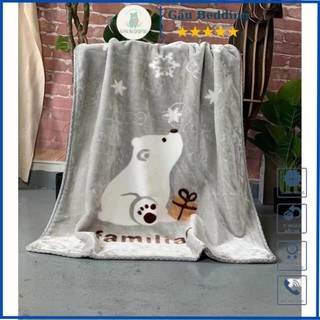 Chăn tuyết 2 lớp cho bé , chăn lông tuyết in hình 2 mặt mềm mịn ấm áp gấu bedding