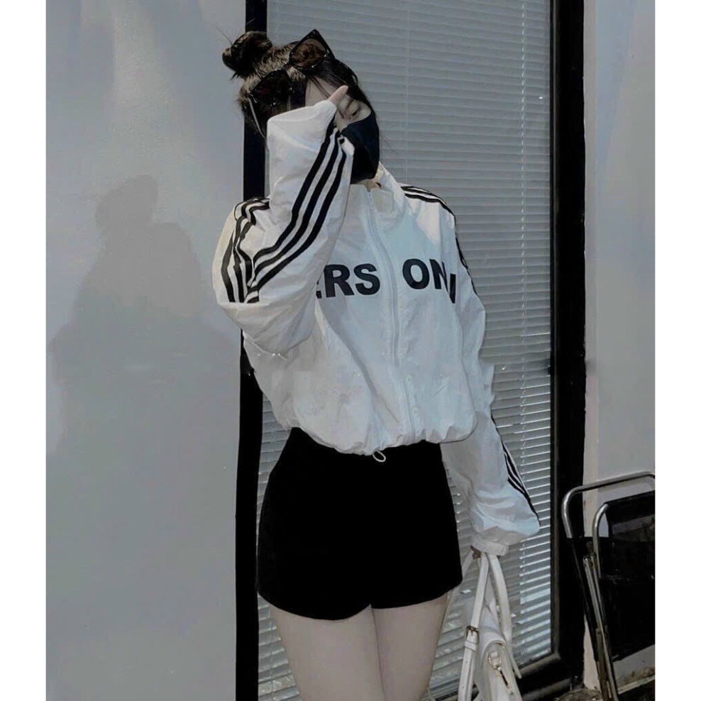 Áo Khoác Gió Nữ Dáng croptop phối dây rút in chữ PERSON,vải gió cao cấp, phối đồ cực dễ, tôn dáng