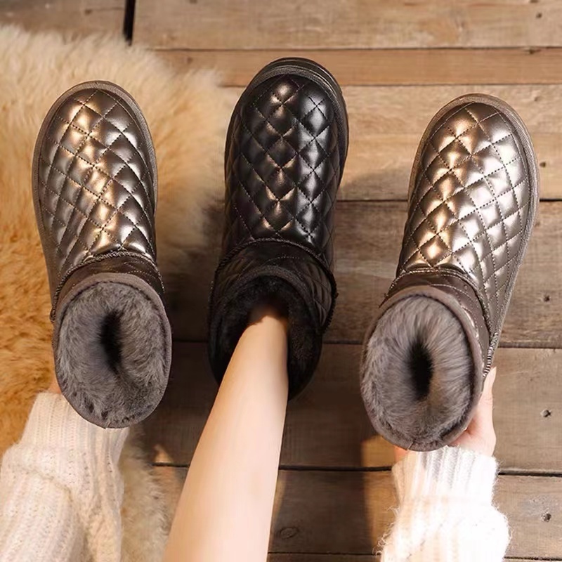Giày Boot Cổ Ngắn Lót Lông Cừu cotton Dày Phong Cách Hàn Quốc Thời Trang Mùa Đông Hàng Mới Năm 2021 Dành Cho Bạn Nữ Sinh