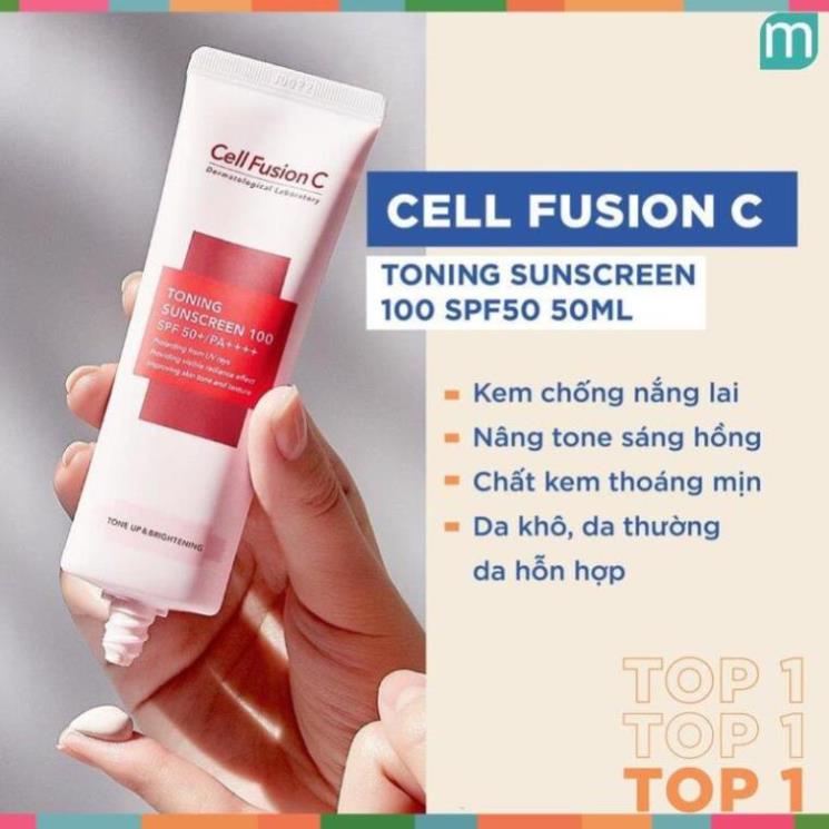 Kem chống nắng Cell Fusion C nâng tone trắng da Hàn Quốc giúp tái tạo da chống lão hóa 50ml kiềm dầu