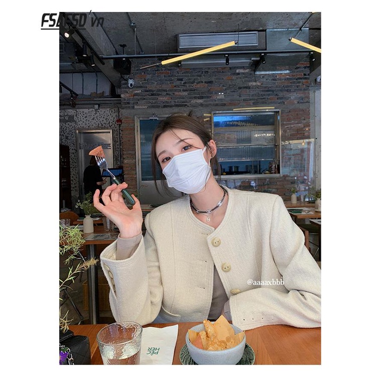 Honypove Áo Khoác Dệt Kim Ngắn Màu Trắng Phong Cách Mới Mùa Thu Năm 2023