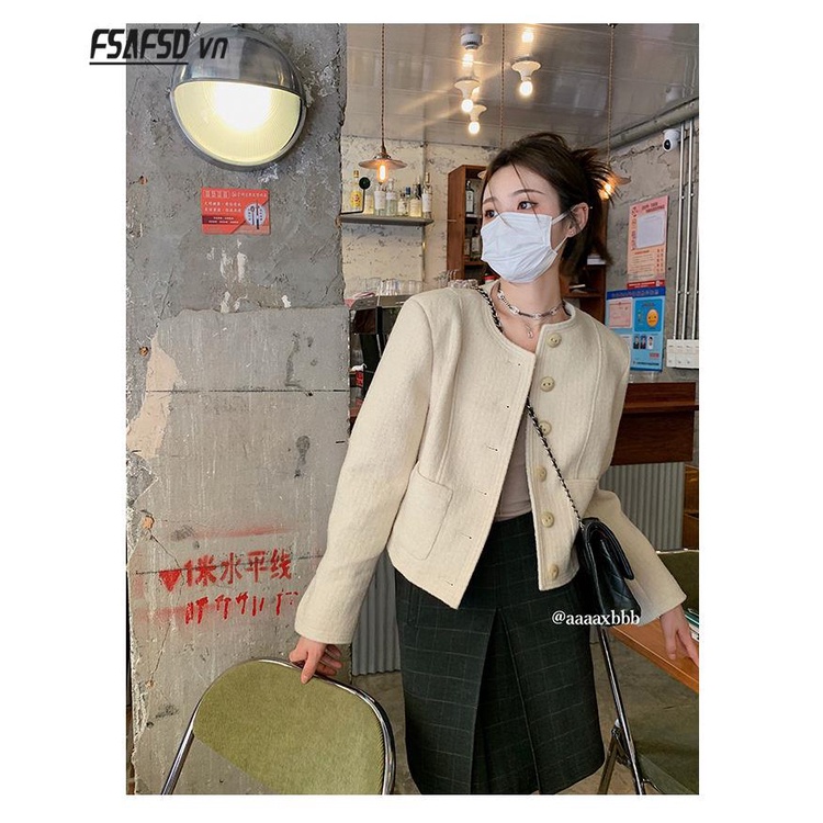 Honypove Áo Khoác Dệt Kim Ngắn Màu Trắng Phong Cách Mới Mùa Thu Năm 2023