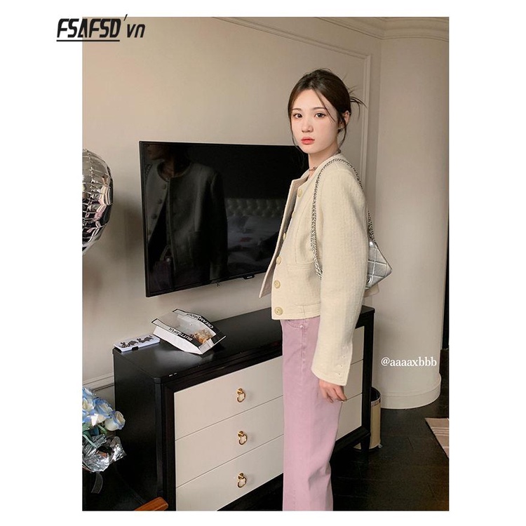 Honypove Áo Khoác Dệt Kim Ngắn Màu Trắng Phong Cách Mới Mùa Thu Năm 2023