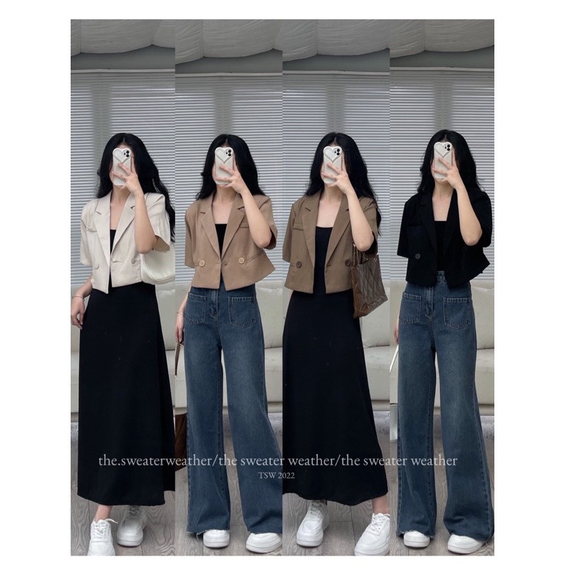 ÁO BLAZER  kiểu dáng croptop tay lỡ - 23 August Store - AoLBZA079_P1K2 | BigBuy360 - bigbuy360.vn