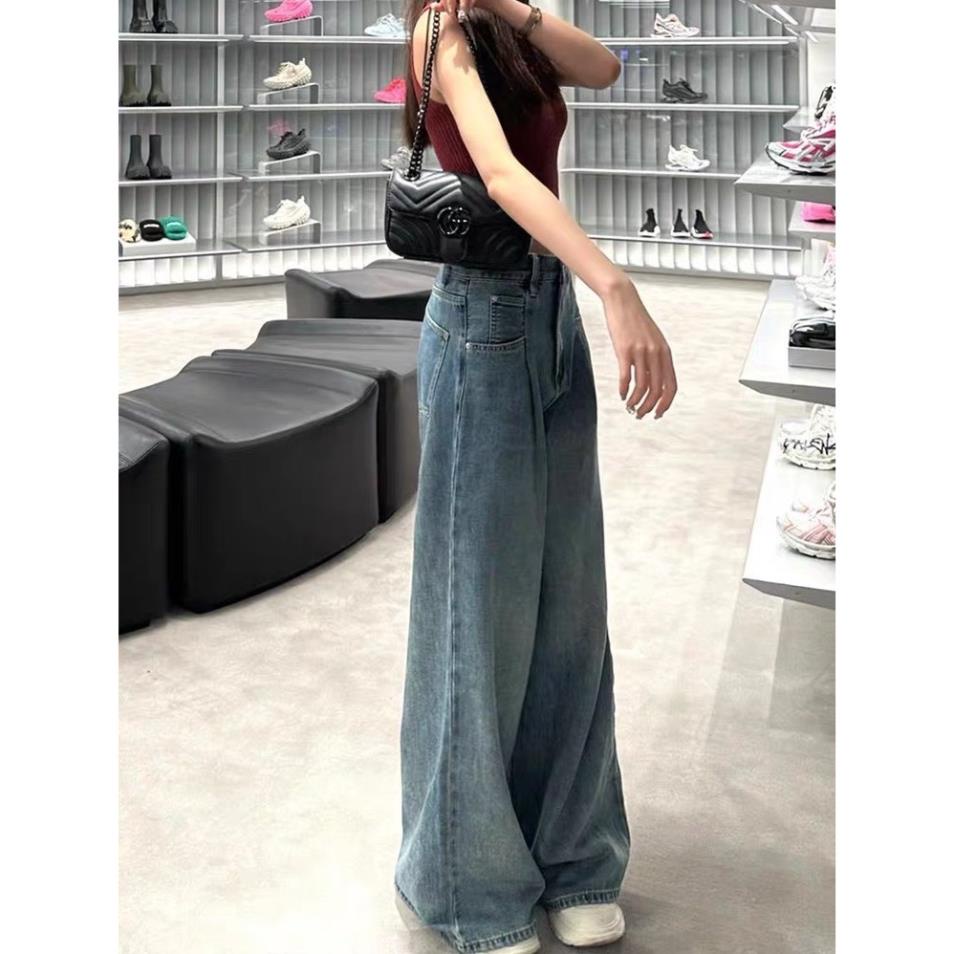 QUẦN JEASN ỐNG XUÔNG xếp ly trước ống rộng - 23 August Store - Quanjeanxuong7224