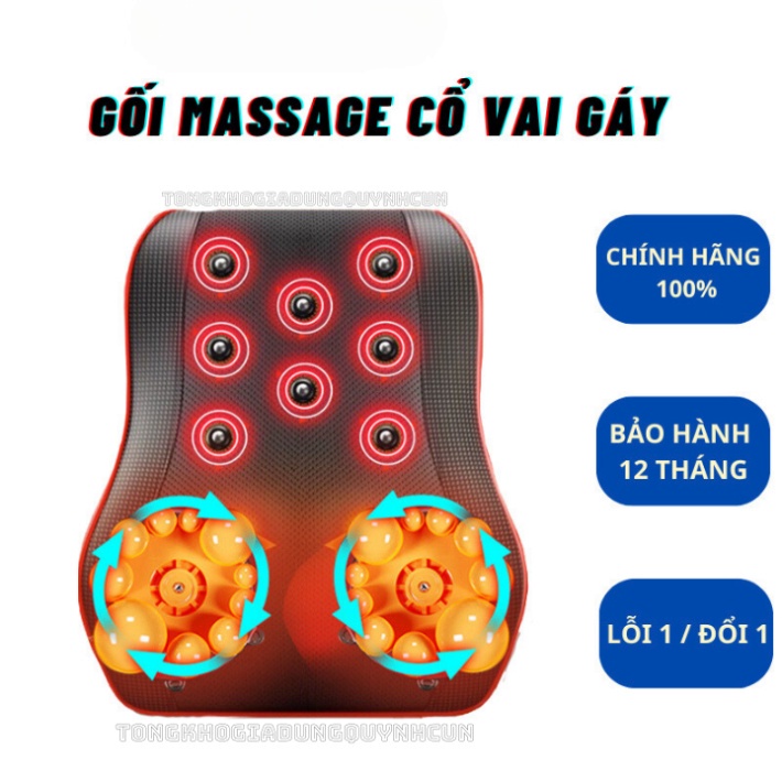 Gối massage cổ vai gáy, máy massage toàn thân đa năng cao cấp