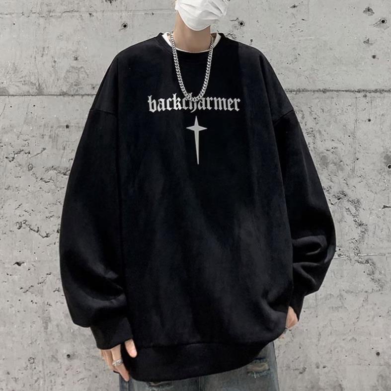 Áo nỉ sweater form rộng nam nữ unisex tay bồng backchame