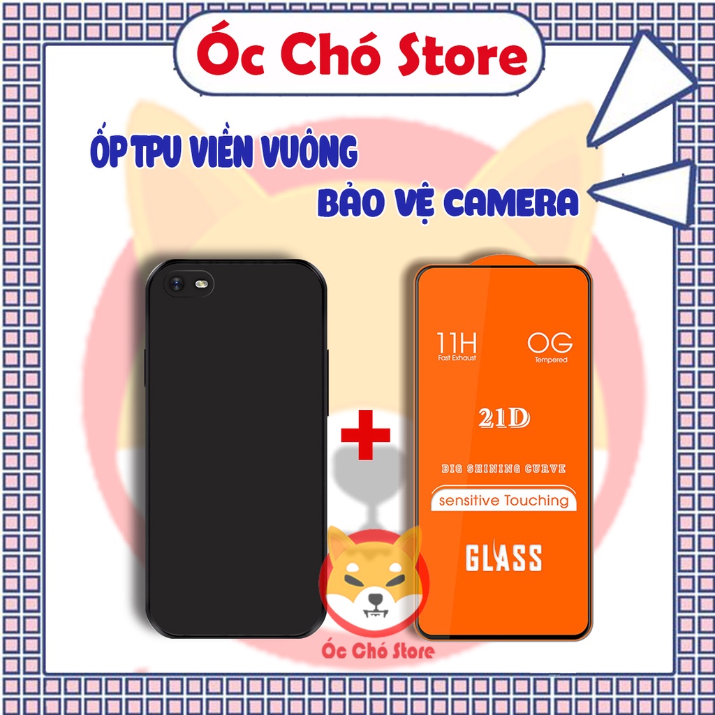 COMBO Ốp TPU , Kính cường lực Oppo A3s , A1k , A33 , NEO 7 viền vuông siêu bền