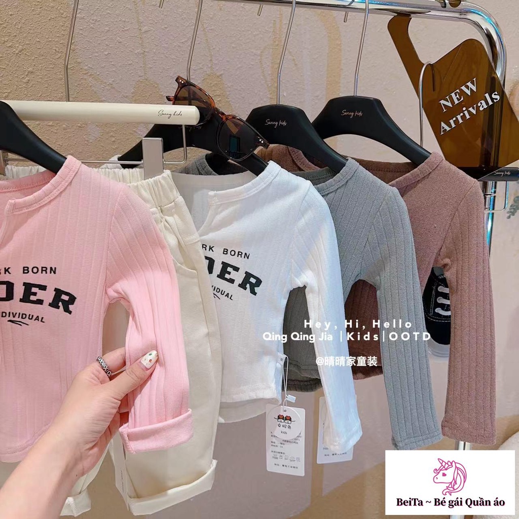 Áo Thun Tay Dài Phong Cách Hàn Quốc Thời Trang Xuân Thu Mới 2023 Dành Cho Bé Gái