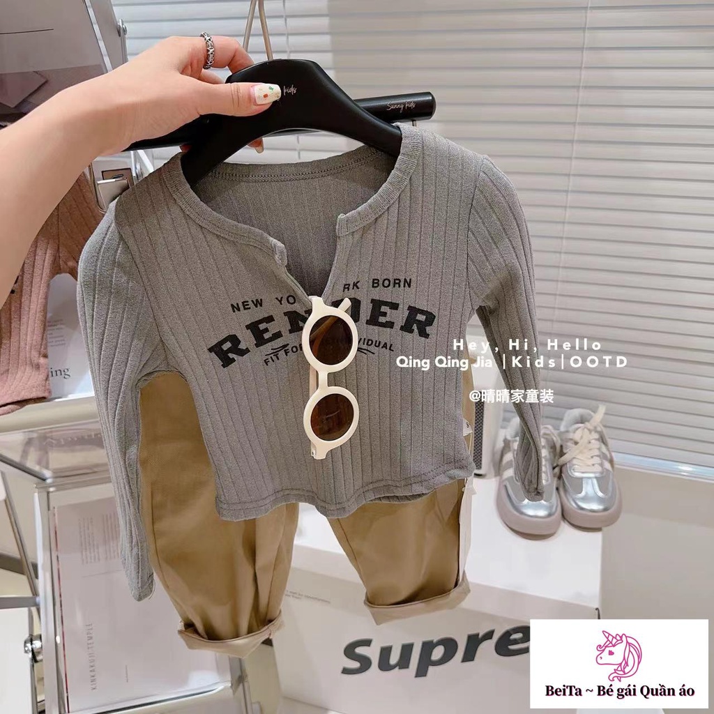 Áo Thun Tay Dài Phong Cách Hàn Quốc Thời Trang Xuân Thu Mới 2023 Dành Cho Bé Gái