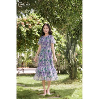 Đầm thiết kế trung niên sang trọng, chất liệu voan tơ Mỹ cao cấp, mềm mịn mát thương hiệu Thiều Hoa DD3L0511