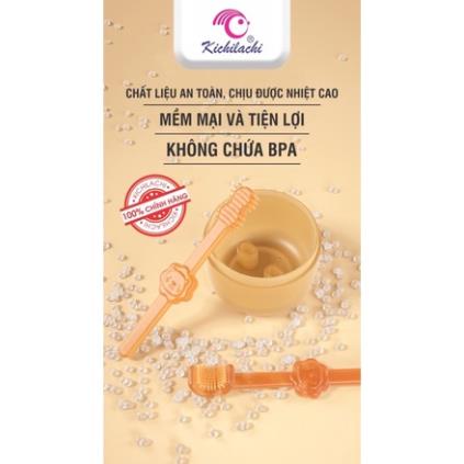 Bộ Rơ Lưỡi + Bàn Chải Đánh Răng Silicon Kichilachi Chống Tưa Lưỡi Cho Bé Mềm Mại 0-18 Tháng
