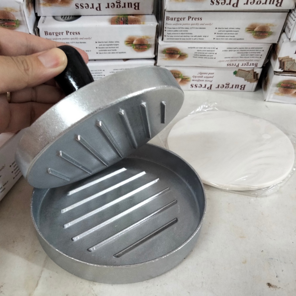 Khuôn nhôm tròn 12 cm ưu đãi 100 tầng giấy ngấm dầu dùng ép thịt làm nhân bánh hamburger ép cơm, xôi..đa dụng PVN4789