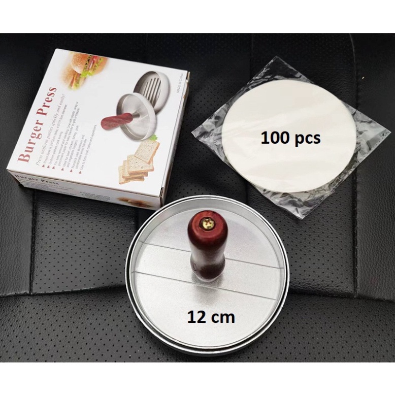 Khuôn nhôm tròn 12 cm ưu đãi 100 tầng giấy ngấm dầu dùng ép thịt làm nhân bánh hamburger ép cơm, xôi..đa dụng PVN4789