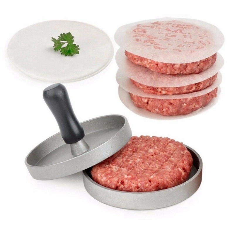 Khuôn nhôm tròn 12 cm ưu đãi 100 tầng giấy ngấm dầu dùng ép thịt làm nhân bánh hamburger ép cơm, xôi..đa dụng PVN4789