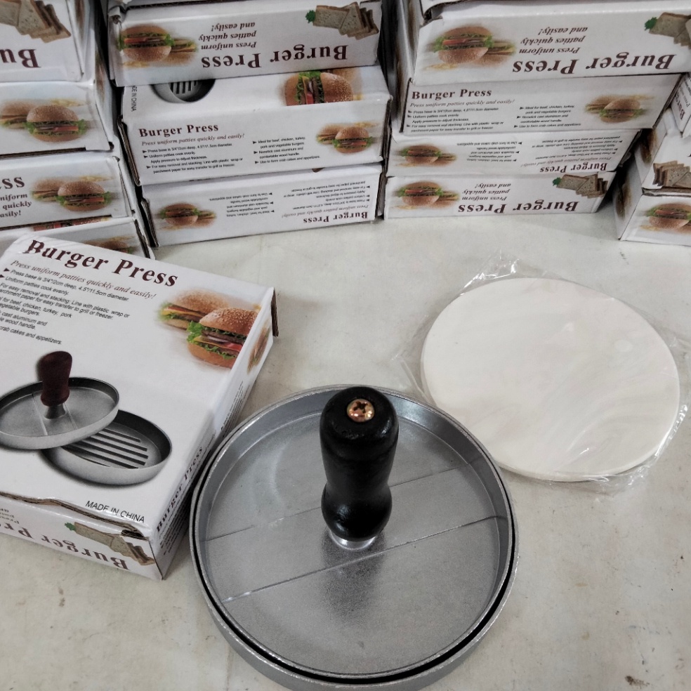 Khuôn nhôm tròn 12 cm ưu đãi 100 tầng giấy ngấm dầu dùng ép thịt làm nhân bánh hamburger ép cơm, xôi..đa dụng PVN4789