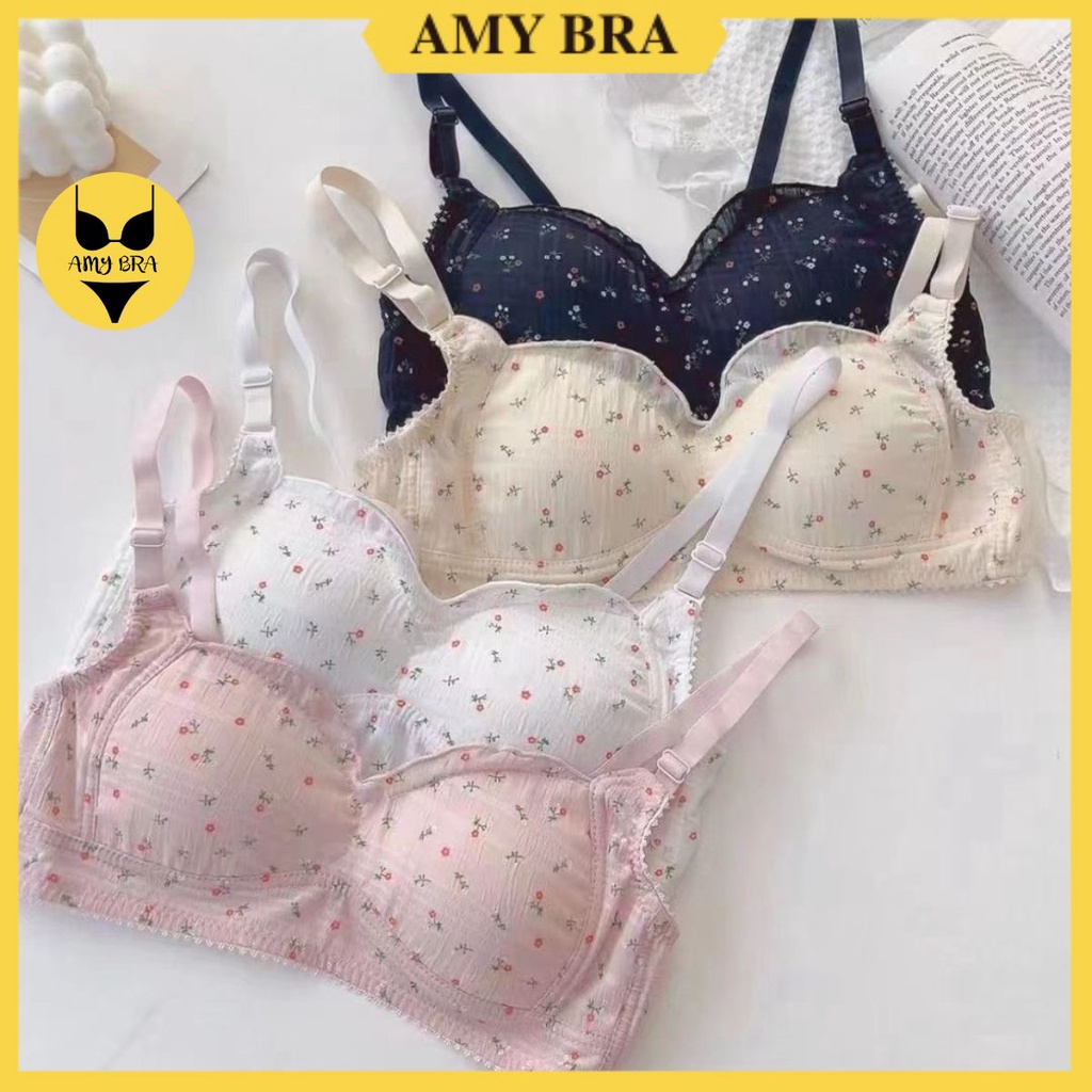 Áo Ngực Nữ Sinh Cotton Đũi Không Gọng - Áo Lót Nữ Học Sinh Đệm Mút Mỏng Cài Sau Mặc Nhẹ AMYBRA A723