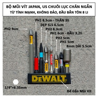 Bộ Mũi Vít Bake Dẹp Japan, US, Từ Tính Mạnh Chuôi Lục Giác