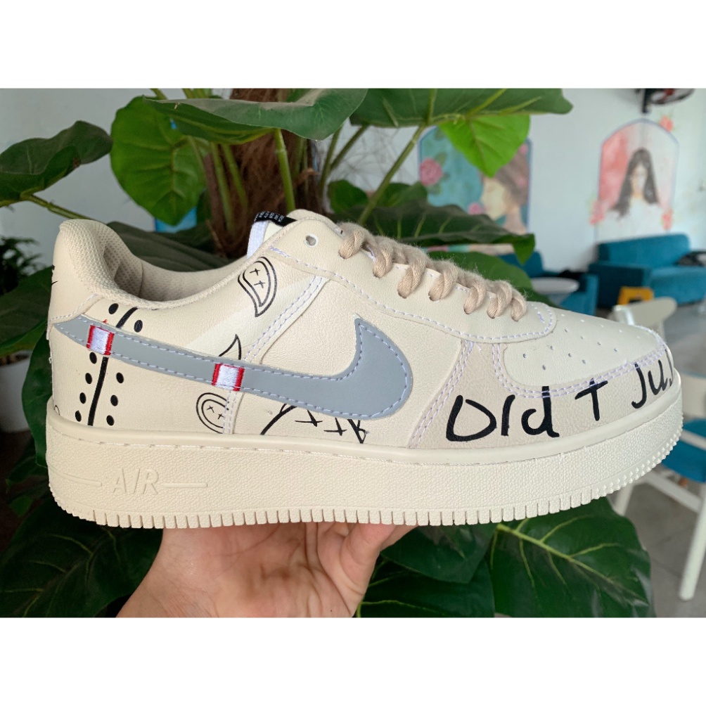HOT Giày Thể Thao nike_trắng Air Force  Họa Tiết vẽ1 Cổ Thấp, Giày AF1 trắng quốc dân nam nữ Full Box Bill