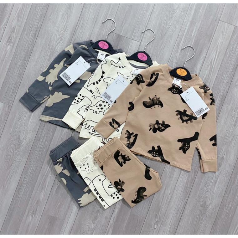 Set 3 bộ khủng long tone nâu - ghi - be cho bé new