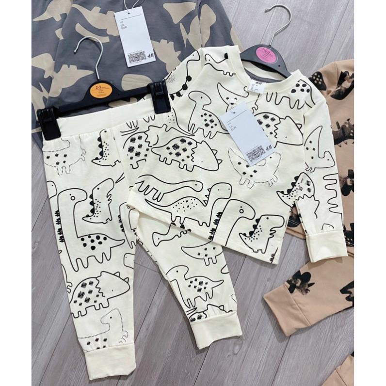 Set 3 bộ khủng long tone nâu - ghi - be cho bé new