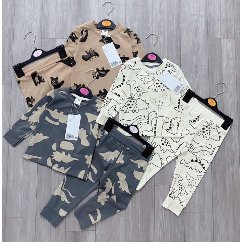 Set 3 bộ khủng long tone nâu - ghi - be cho bé new