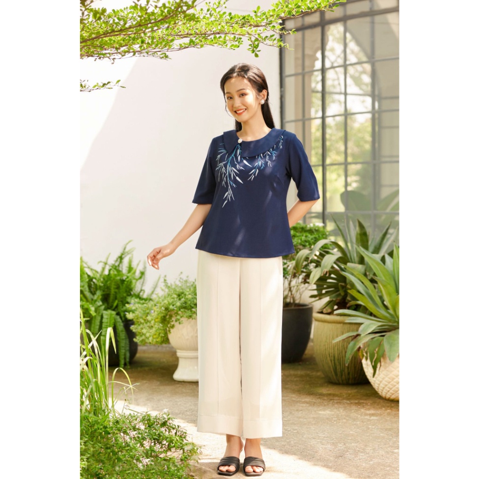 Áo Trung Niên Nữ Chất Linen Cao cấp thiết kế sang trọng quý phái Thương hiệu Thiều Hoa AN3Y0312
