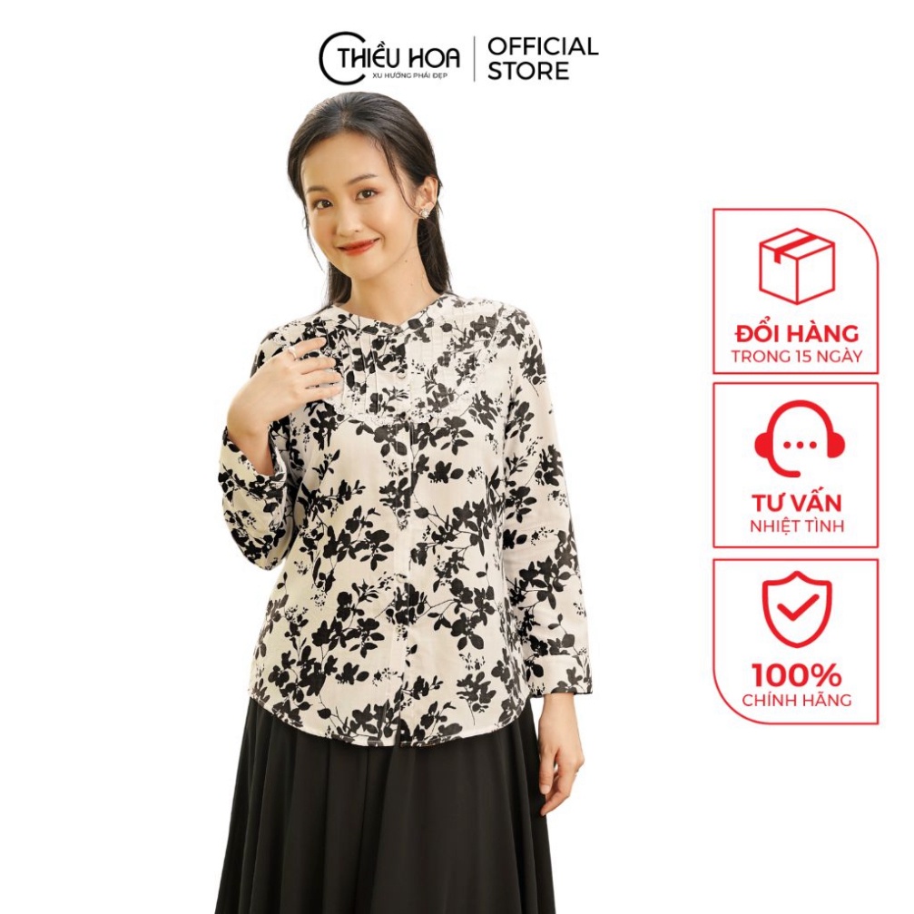 Áo Nữ Trung Niên được làm chất liệu Xô Bông Hàn Quốc, thiết kế cao cấp sang trọng, thanh lịch Thiều Hoa AD3Y0309