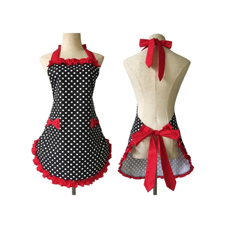 Tạp Dề Vải cotton Màu Đen In Họa Tiết Cô Hầu Gái Kiểu lolita Gợi Cảm