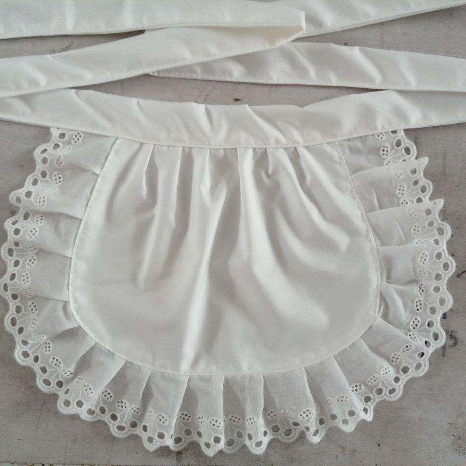 Tạp Dề cotton Không Tay Màu Trắng Trơn Phối Ren Phong Cách lolita
