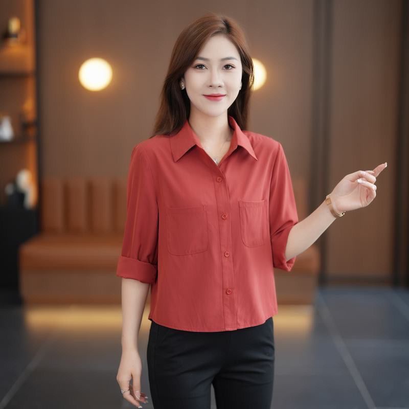 Thời Trang Áo Sơ Mi Tay Dài Phong Cách Phương Tây Thời Trang Mùa Thu 2023 shi08.26