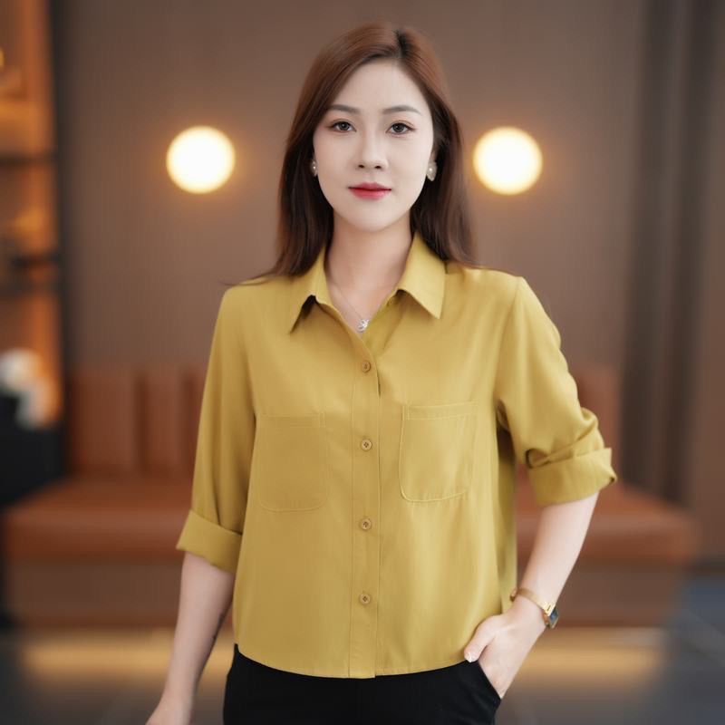 Thời Trang Áo Sơ Mi Tay Dài Phong Cách Phương Tây Thời Trang Mùa Thu 2023 shi08.26