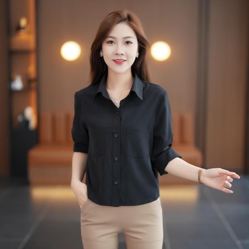 Thời Trang Áo Sơ Mi Tay Dài Phong Cách Phương Tây Thời Trang Mùa Thu 2023 shi08.26