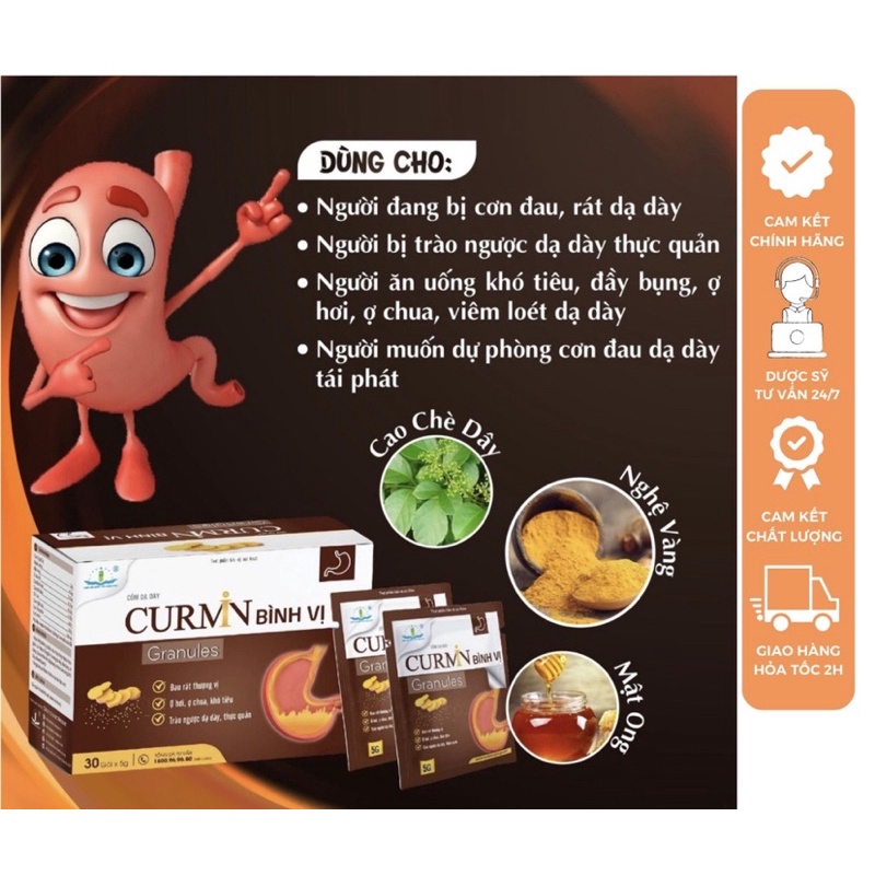 ✅  Cốm Dạ Dày CURMIN BÌNH VỊ hộp 30 gói
