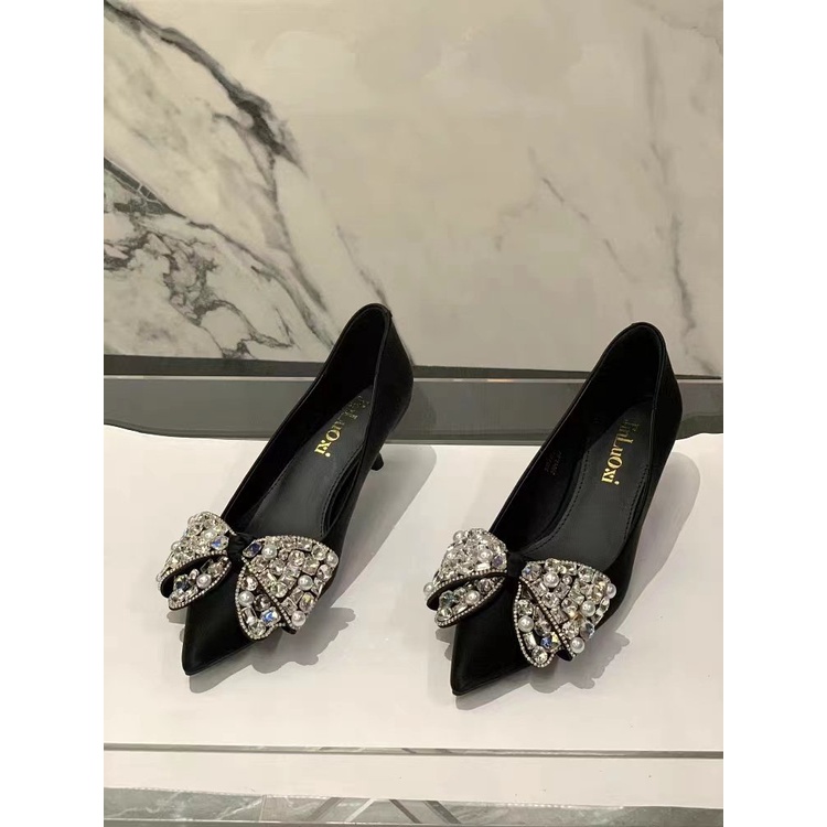 Giày Cao Gót Mũi Nhọn Đính Đá Thời Trang Mùa Thu Mới 2023 Cho Nữ