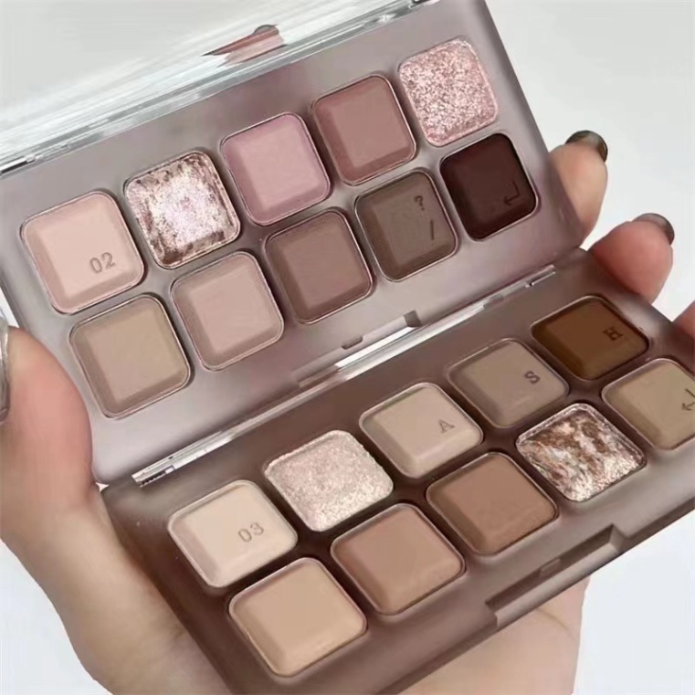 Abpopa MUGE LEEN® Bảng Phấn Mắt 10 Màu Lì Và Ánh Nhũ phối hợp make up Lâu Trôi