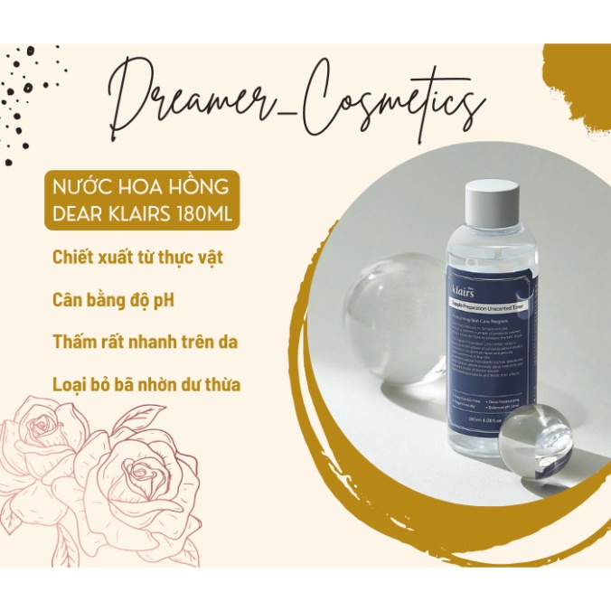 Nước Hoa Hồng Dear Klairs 180ml CHÍNH HÃNG Không Mùi Dưỡng Ẩm Và Làm Mềm Da Hongspa.official | BigBuy360 - bigbuy360.vn