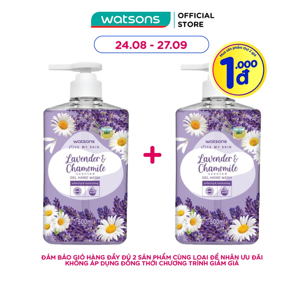 Gel Rửa Tay Watsons Love My Skin Lavender Chamomile Scented Gel Hand Wash 500ml