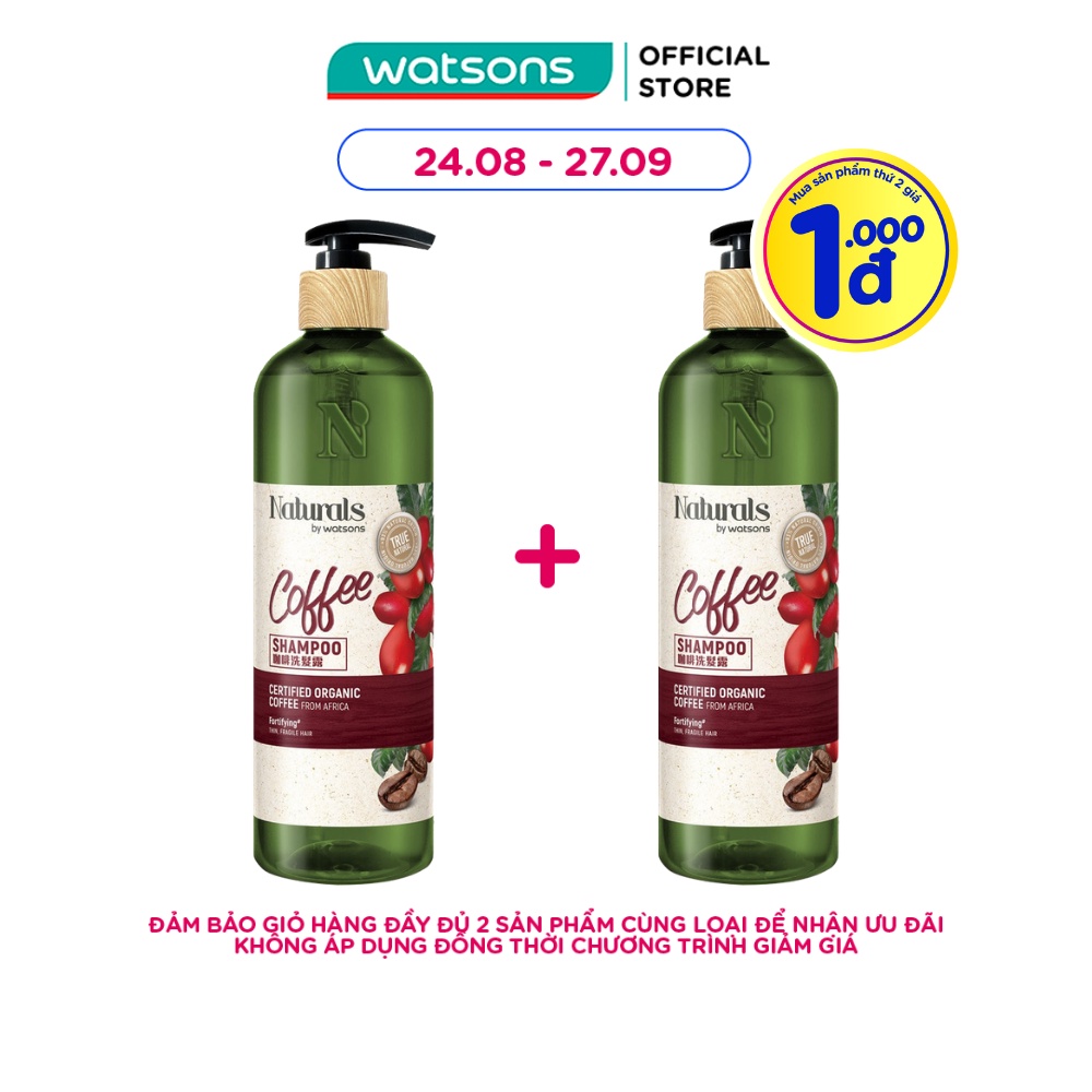Dầu Gội Naturals By Watsons True Natural Chiết Xuất Coffee 490ml