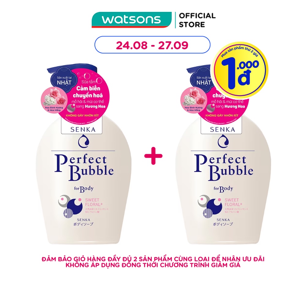 Sữa Tắm Dưỡng Ẩm Senka Perfect Bubble For Body Sweet Floral Hương Hoa Hồng & Đinh Hương 500ml